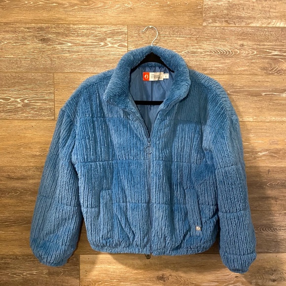 Blue Fuzzy Winter Jacket - Picture 1 of 3